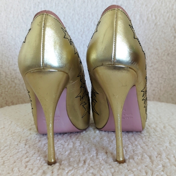 Red Valentino Gold Star-Embellished Women's Heels - Picture 7 of 12